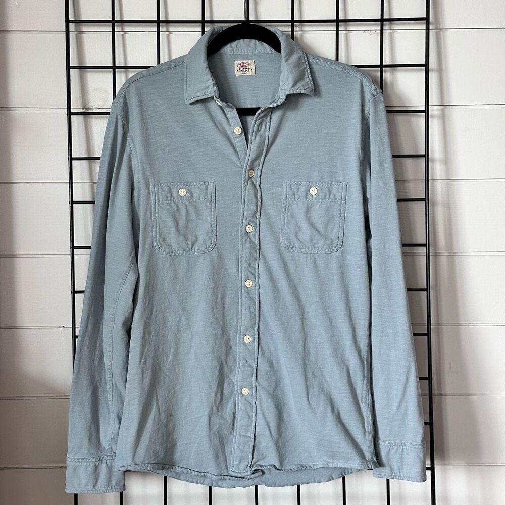 Faherty Light Blue Season Knit Button Down Shirt